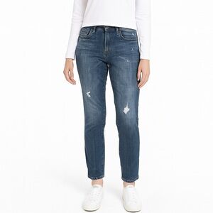 LOFT Blue Girlfriend Jeans with Distressed Details